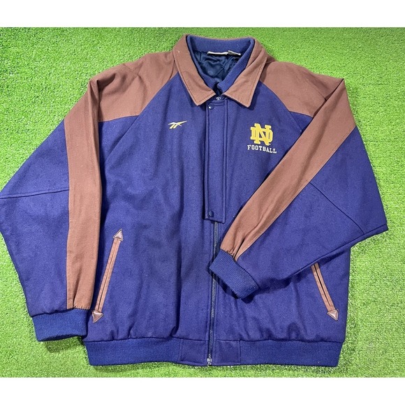 Vintage Notre Dame Bomber Jacket XL 80s Wool ND Fighting Irish Football Coat